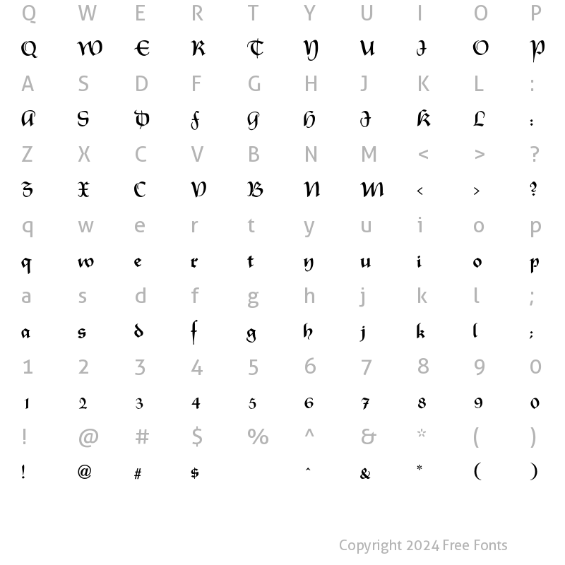 Character Map of Rhapsodie Regular