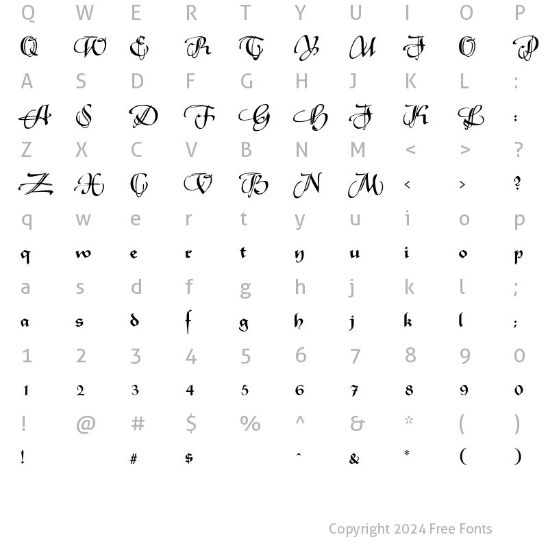 Character Map of RhapsodieSwashCaps Regular