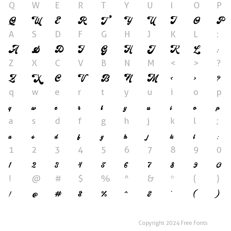 Character Map of Rhapsody Regular