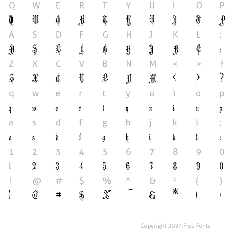 Character Map of Rheingold Regular