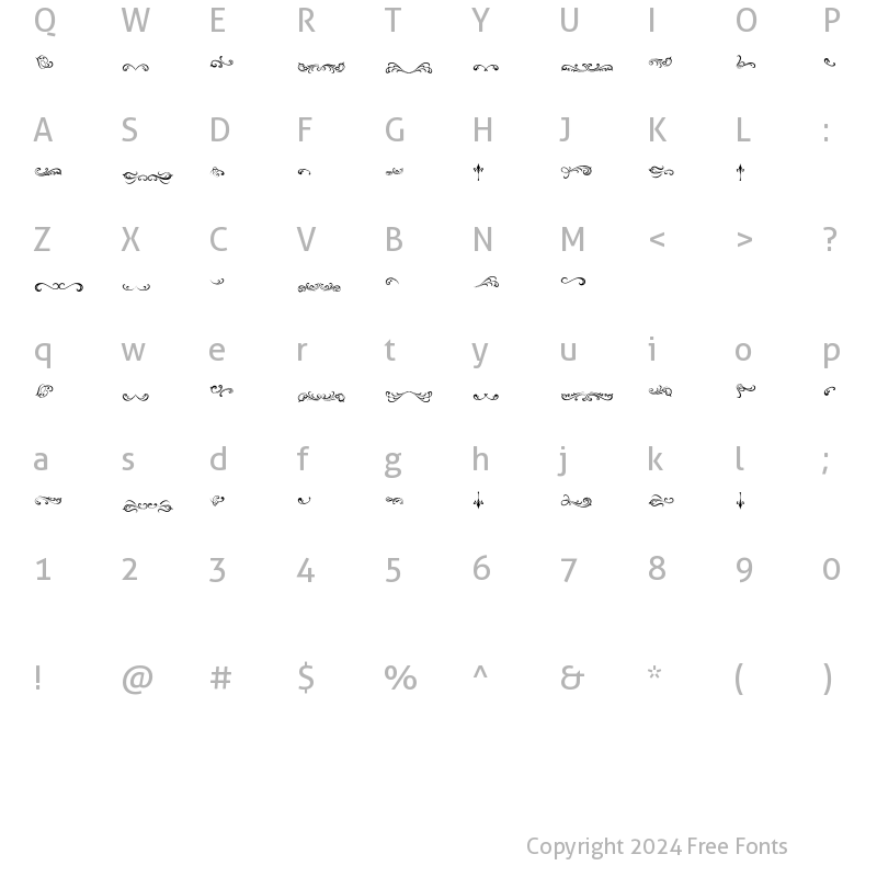 Character Map of Rhodestra Ornament Regular