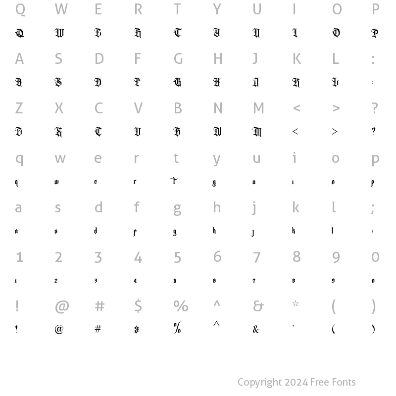 Character Map of Rhodestra Regular