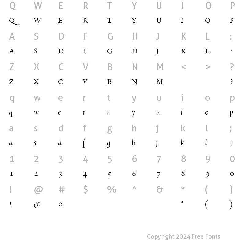 Character Map of RialtoDF-Italic Italic