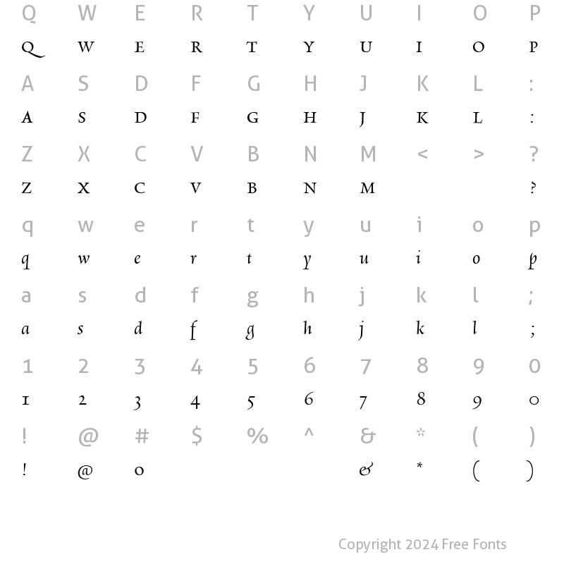 Character Map of RialtoDF-PiccoloItalic Italic