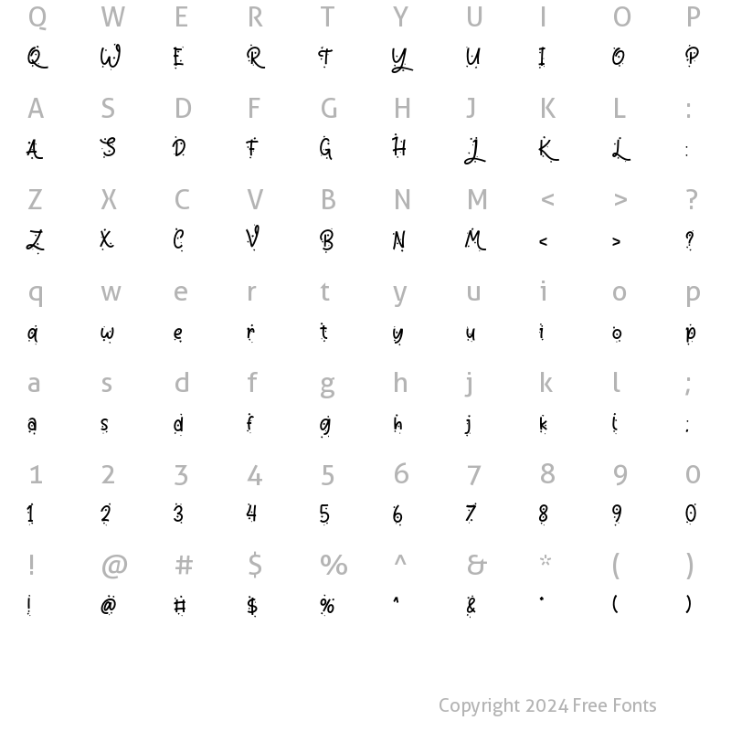 Character Map of Riana Star Display Regular