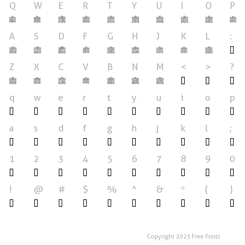 Character Map of Ribbon Caps Regular