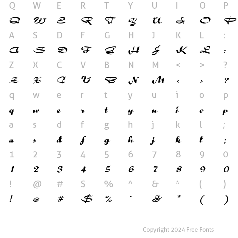 Character Map of RibbonsExtended Italic