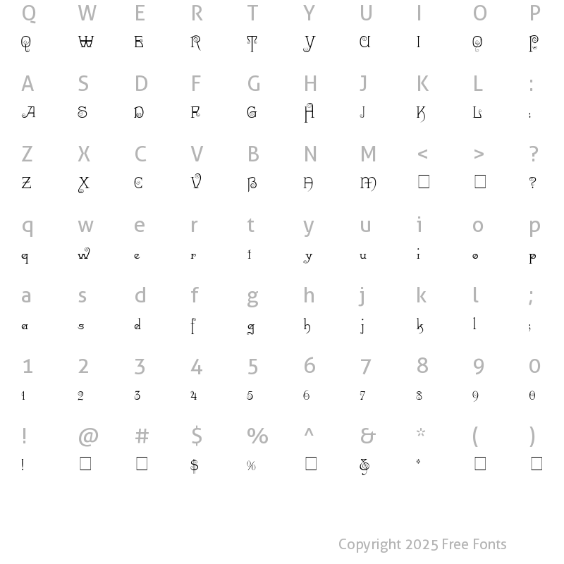 Character Map of Riccio Display Script SSi Regular