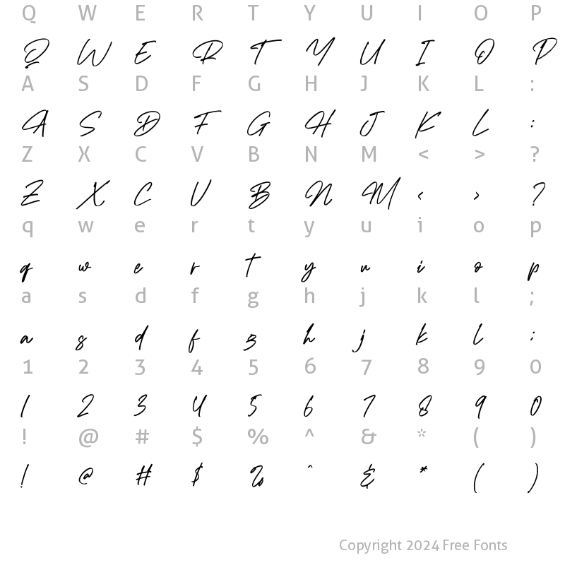 Character Map of Richard Hamilton Italic