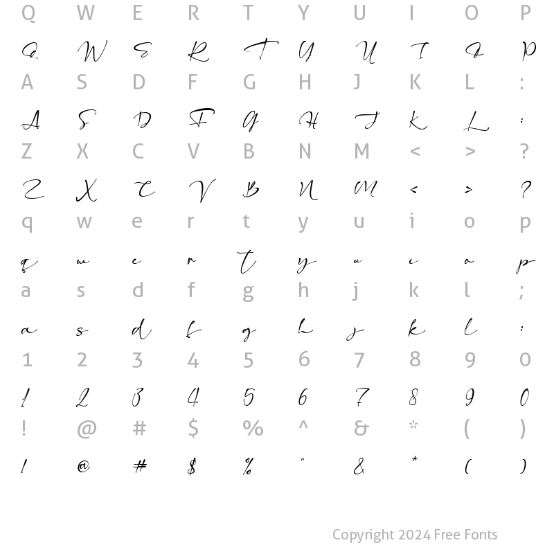 Character Map of Richardos Italic