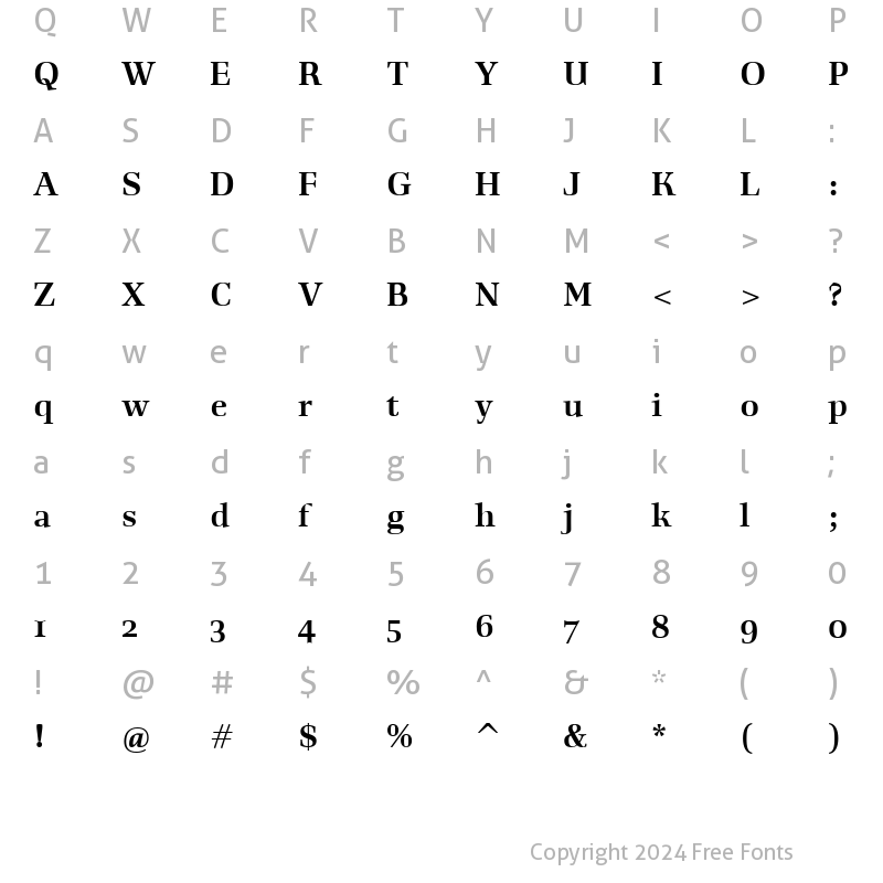 Character Map of Richler-Bold Regular