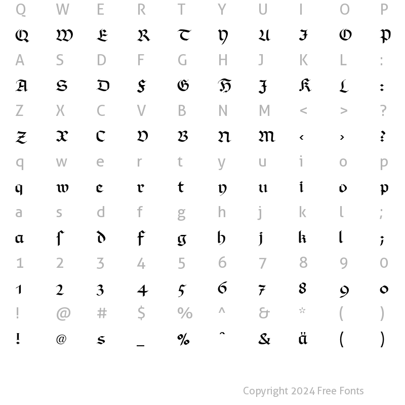 Character Map of RichmondFraktur LT Dfr Regular