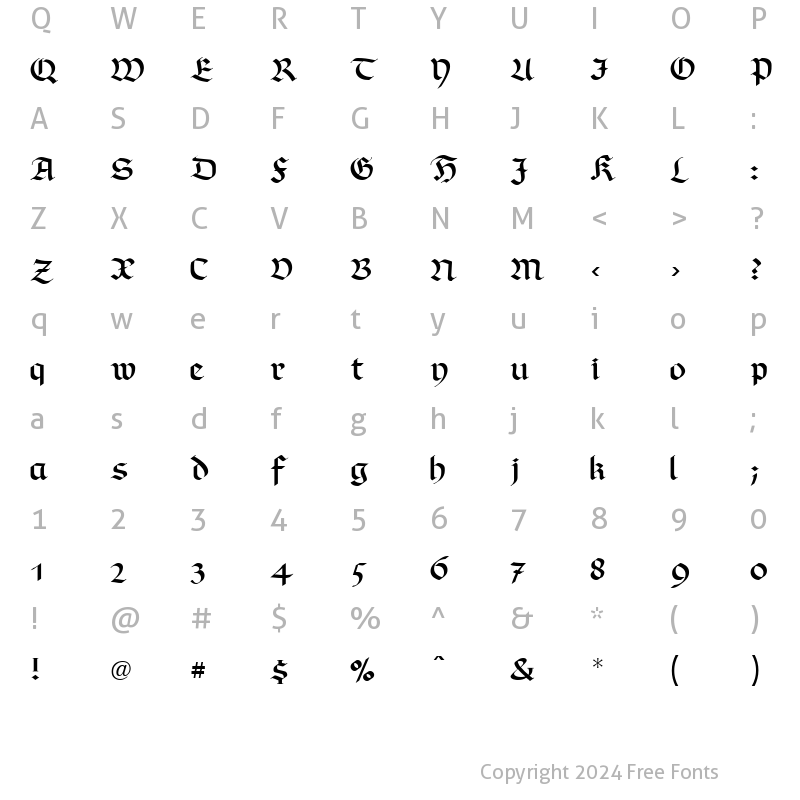 Character Map of RichmondFraktur LT Regular Regular