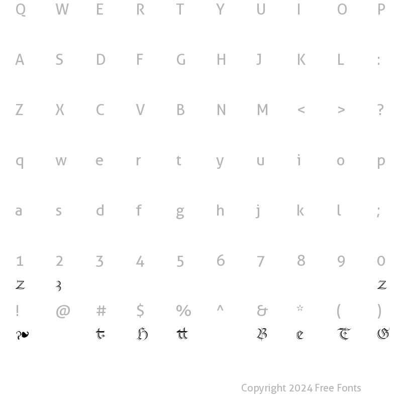 Character Map of RichmondZierschrift LT Alt Regular