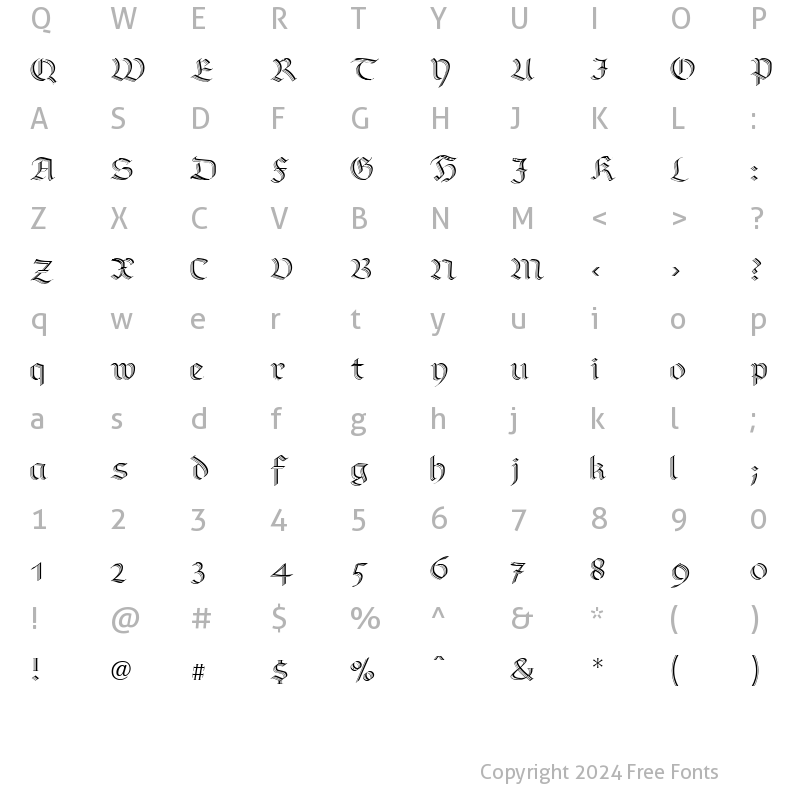 Character Map of RichmondZierschrift LT Regular Regular