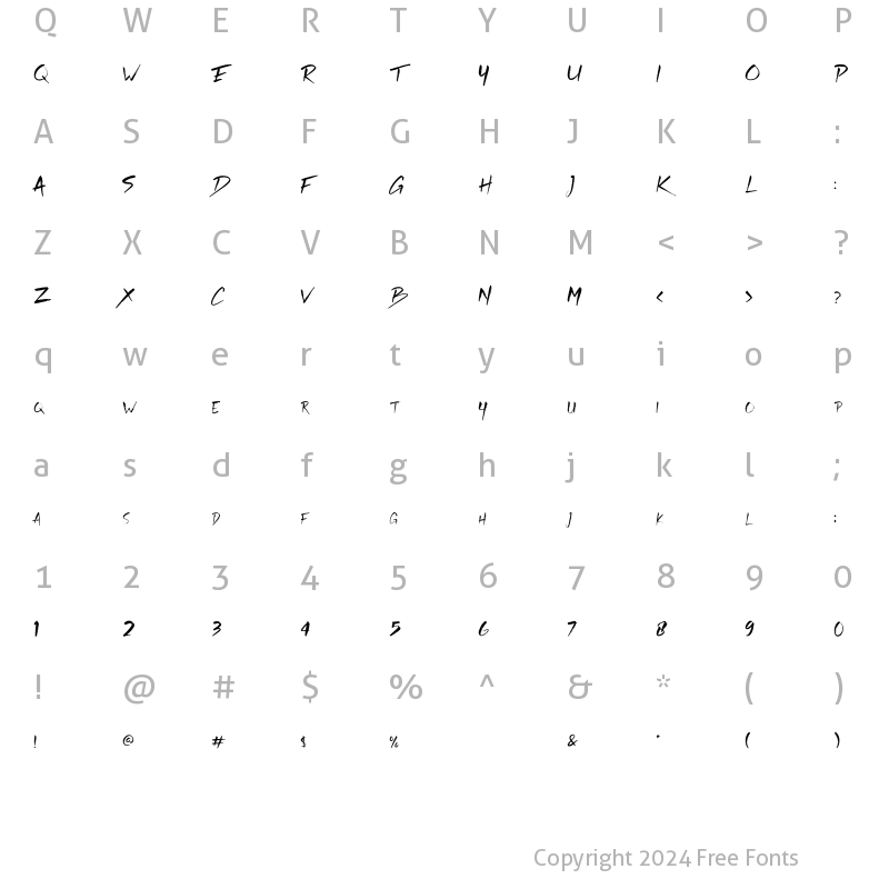 Character Map of Rickies Regular