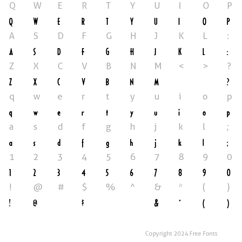 Character Map of Ricks American Plain NF Regular