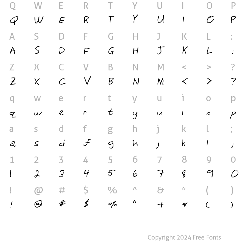 Character Map of RickysHand Regular