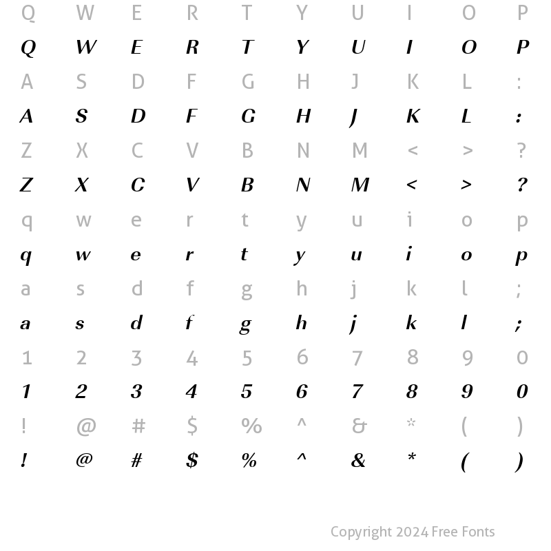 Character Map of RicoBecker Bold Italic