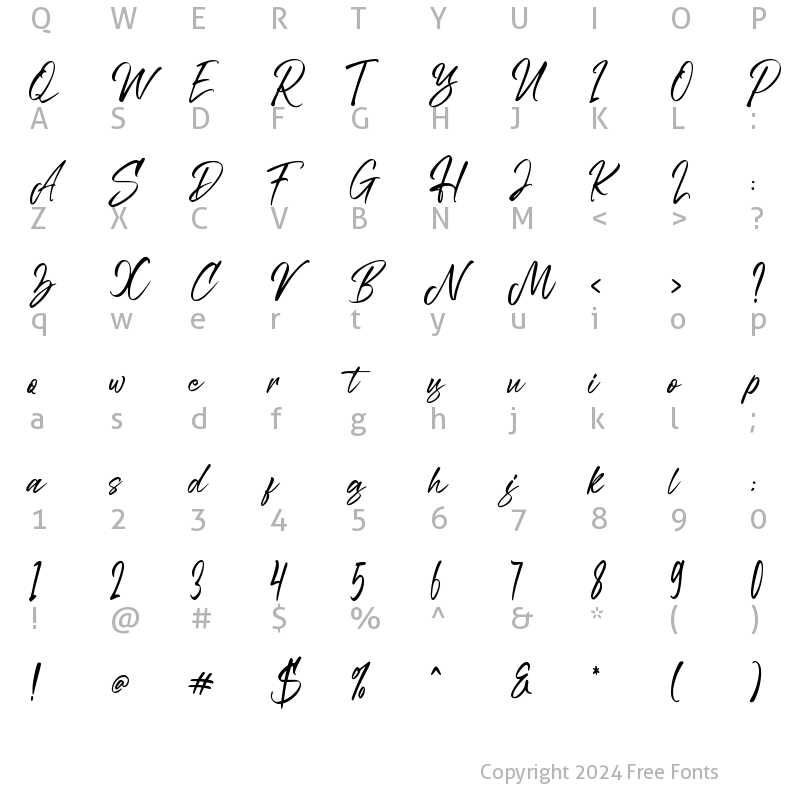 Character Map of Ridenight Regular