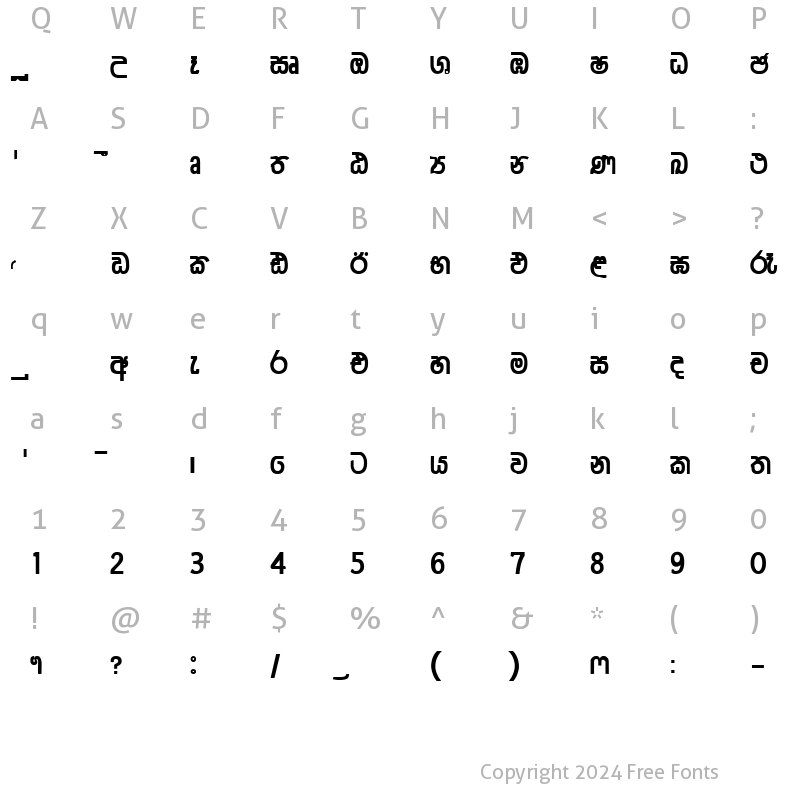 Character Map of Ridi 14 Normal