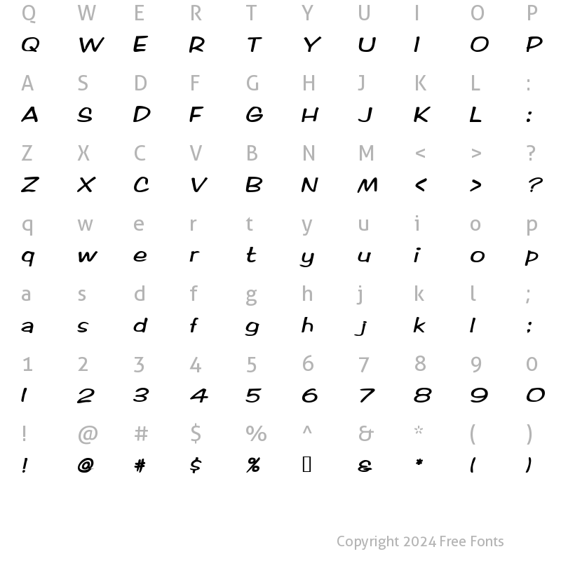 Character Map of RifrafScriptSSK BoldItalic