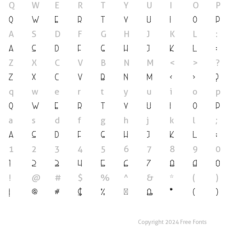 Character Map of Right Hand Bold Dash