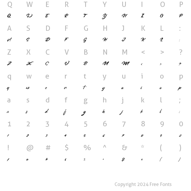 Character Map of Rightside Regular