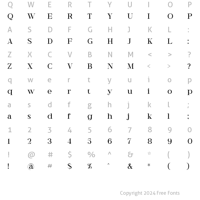 Character Map of Riley Frost Regular