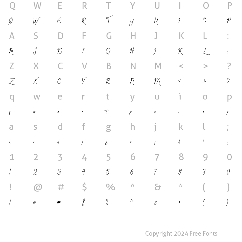 Character Map of Rilgomest Regular