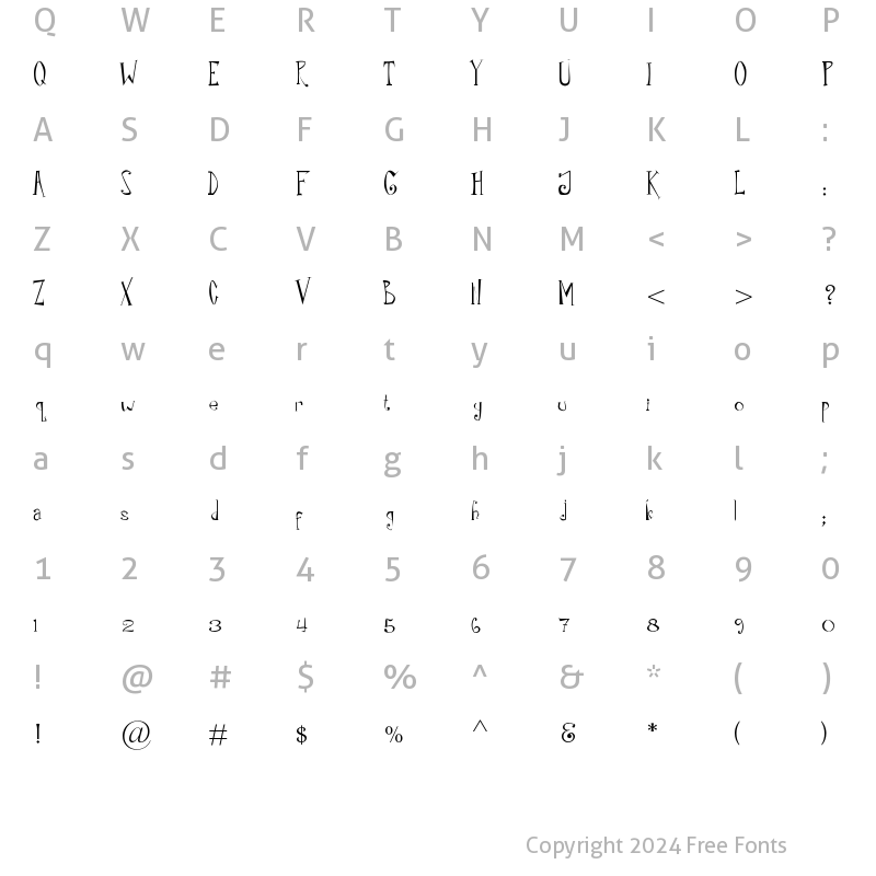 Character Map of Rilo Regular