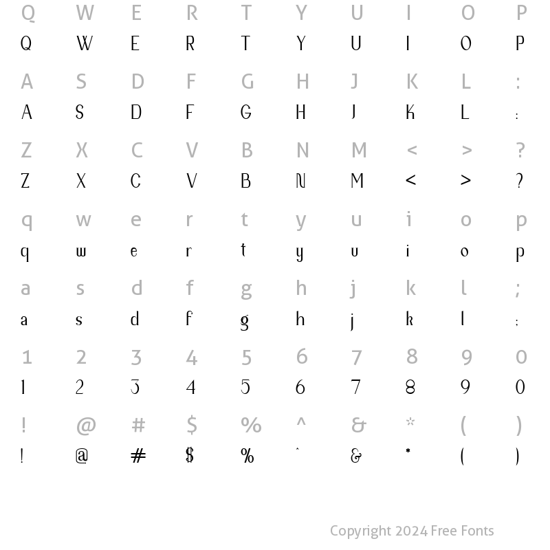 Character Map of Rimera Romantic Regular