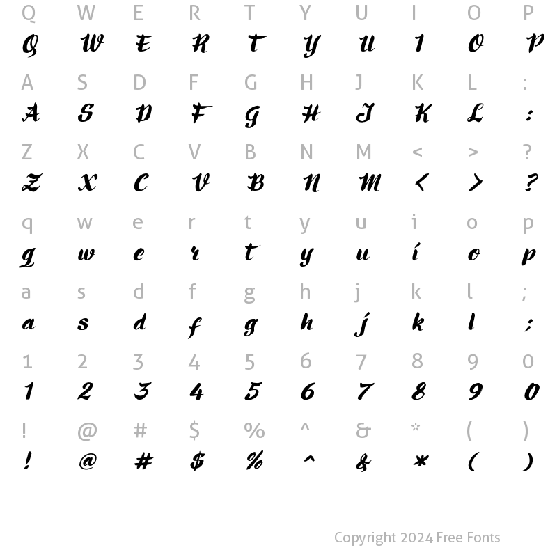 Character Map of Ringotube Italic Italic