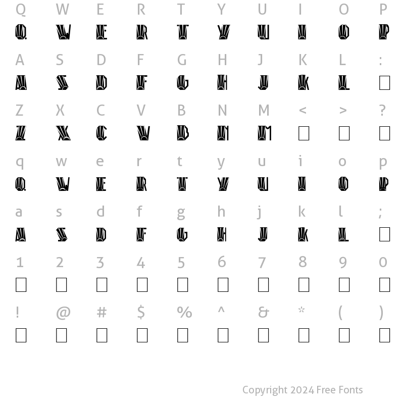 Character Map of Rio Art Deco Regular