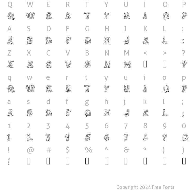 Character Map of Riot Act 2 Regular