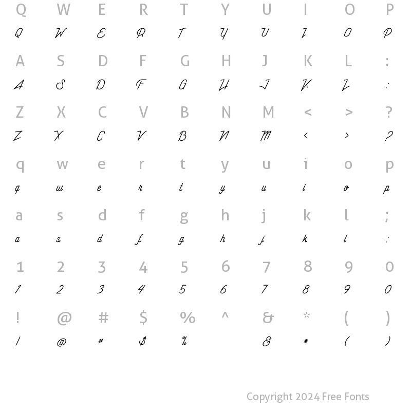 Character Map of RisingStar Regular