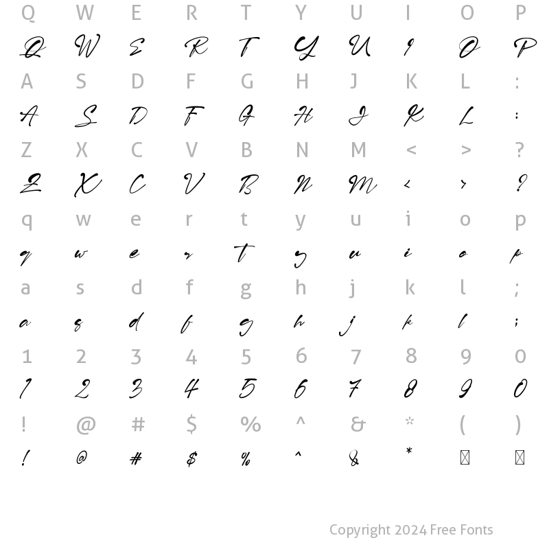 Character Map of Risolla Calisto Regular