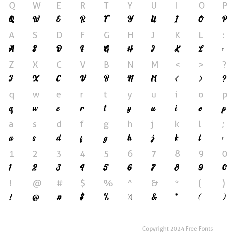 Character Map of Rista Hafiq Regular