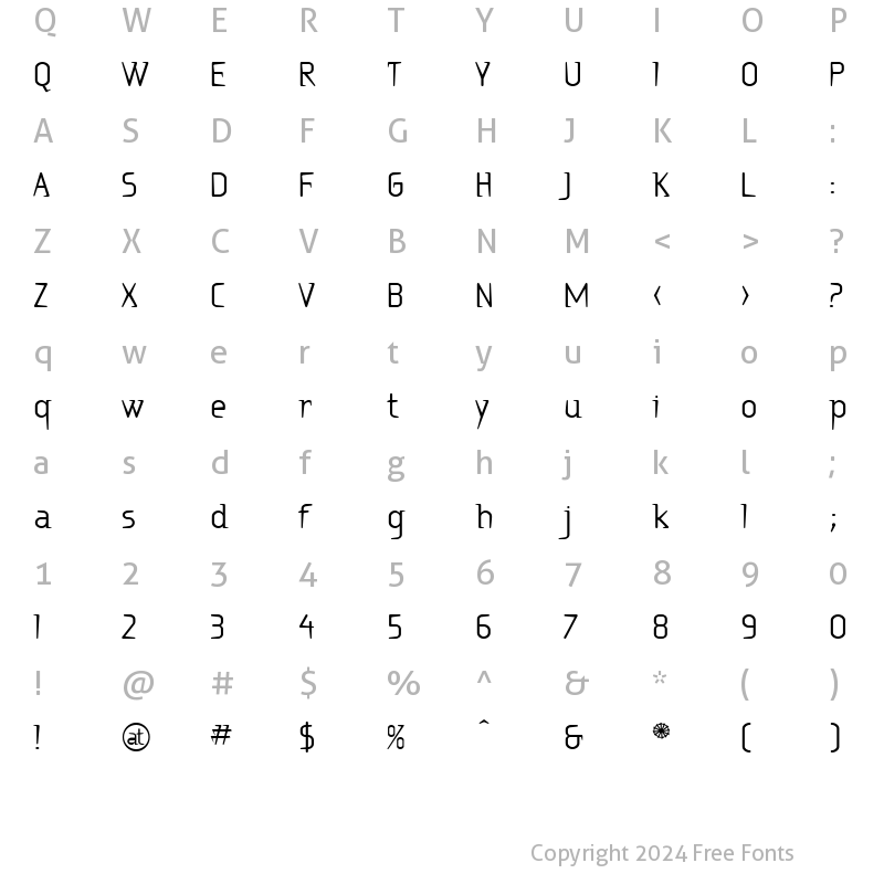 Character Map of Ritalin Regular