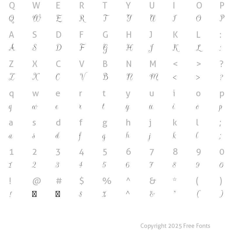 Character Map of Riva Std Regular