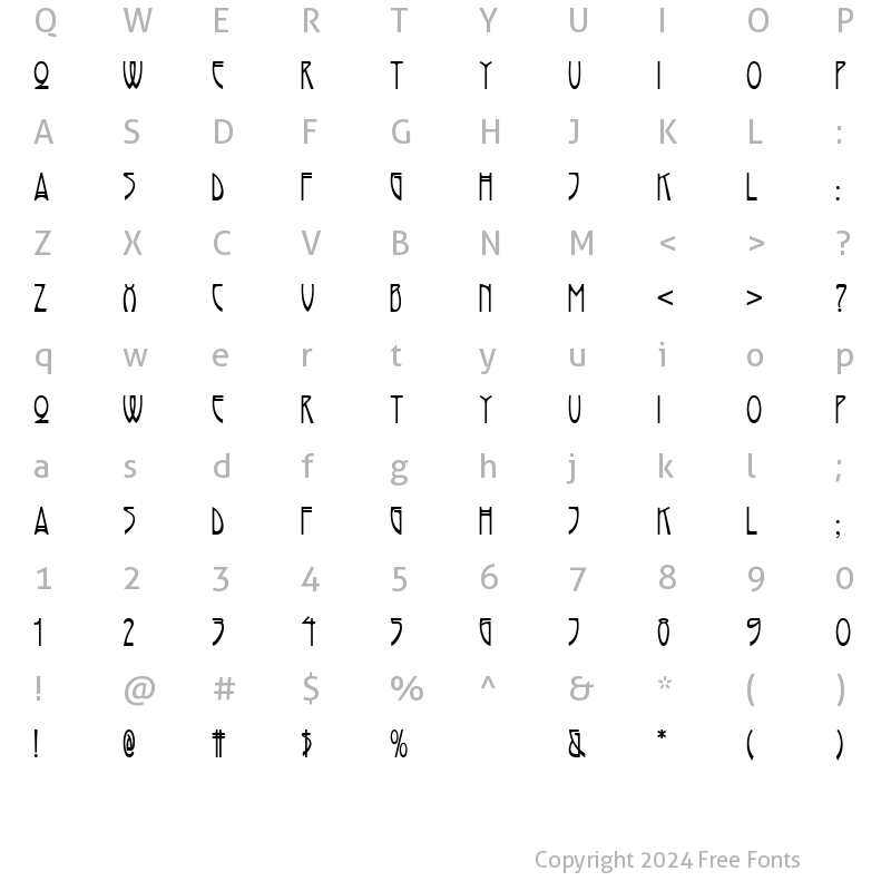 Character Map of Rivanna NF Regular