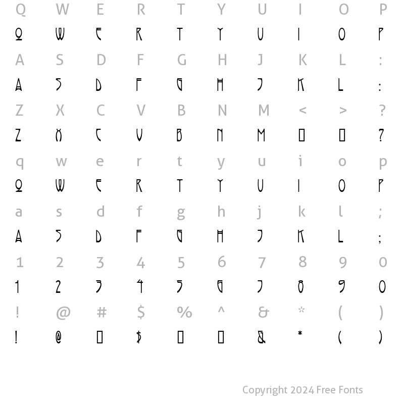 Character Map of Rivanna Regular