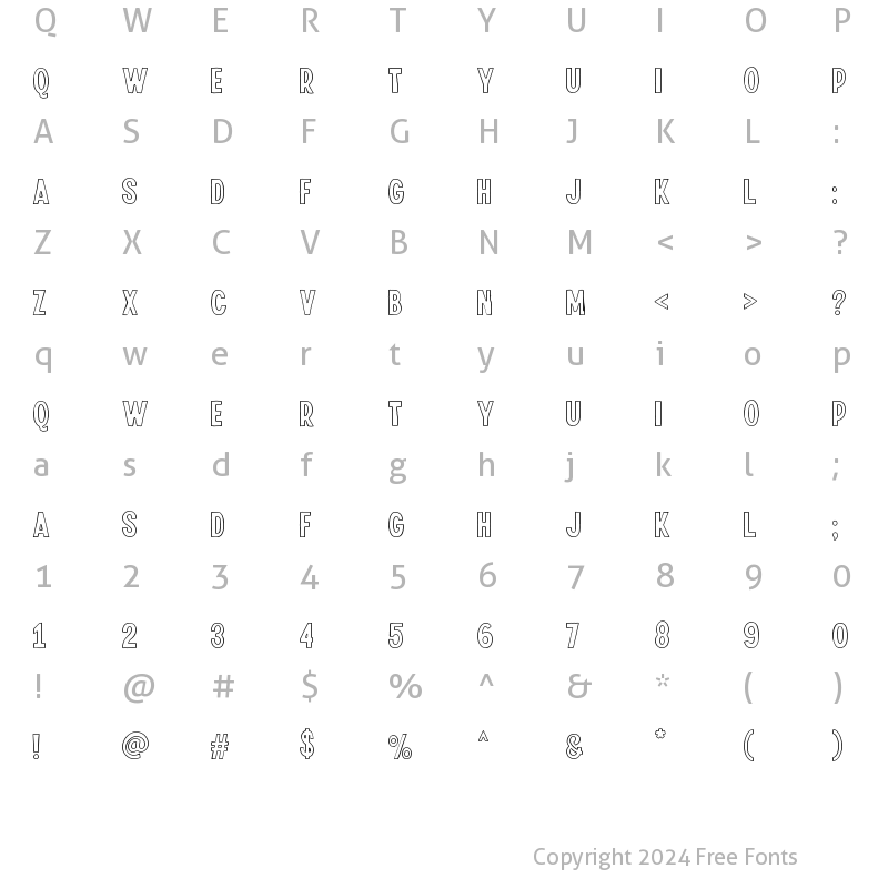 Character Map of Riverside Outline Regular