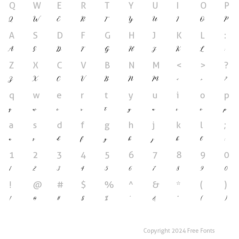 Character Map of Rixiline Slant Script Regular