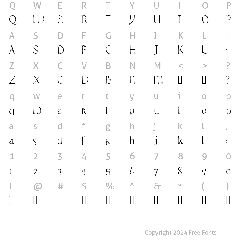 Character Map of RK Accardi Regular