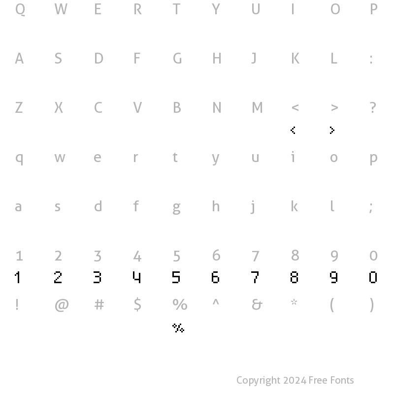 Character Map of rktr8num Regular