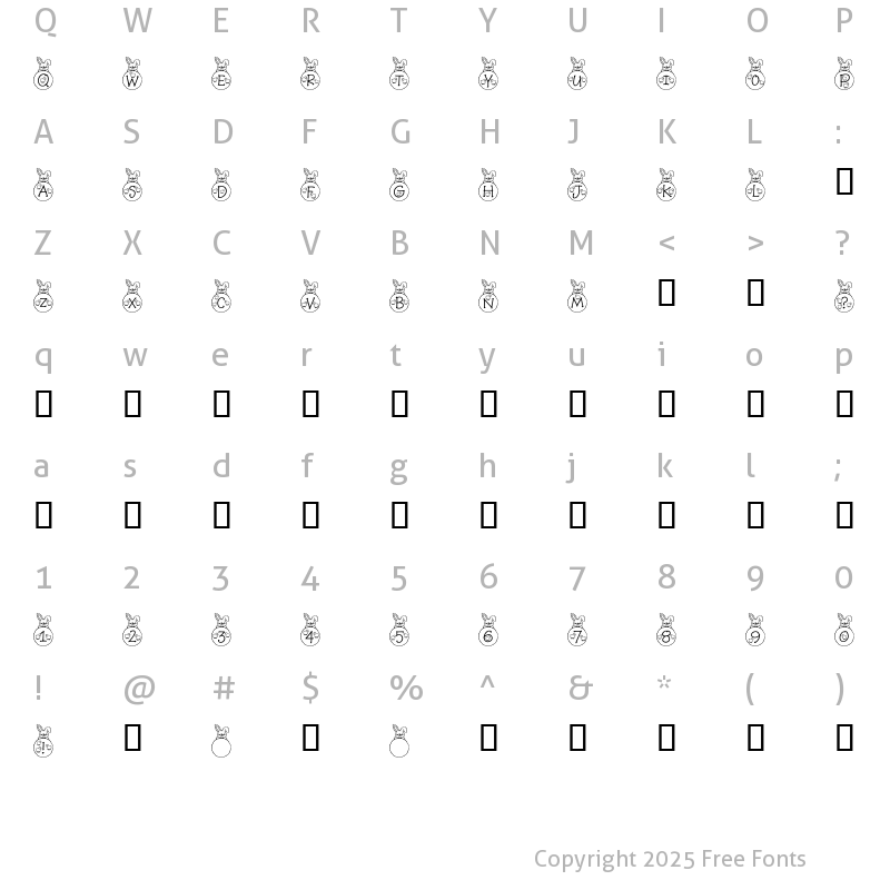 Character Map of RMBunny Regular