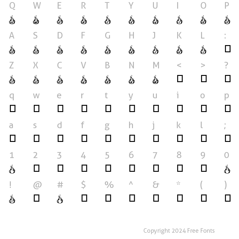 Character Map of RMFIRE Regular