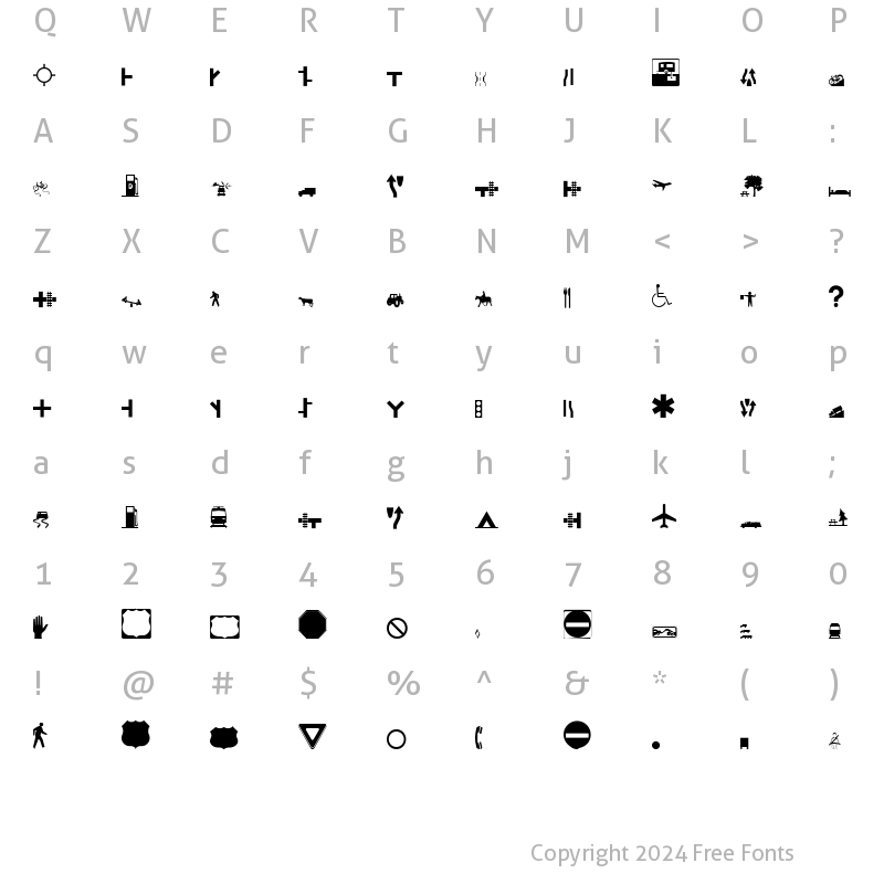 Character Map of Roadgeek 2005 Icons Regular