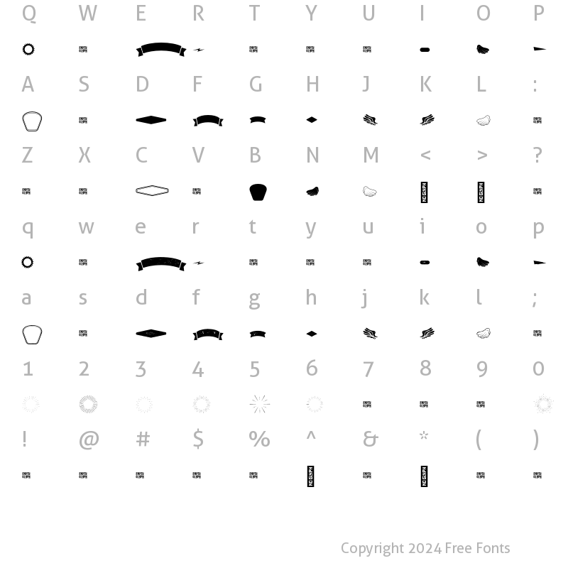 Character Map of Roadstar Graphics